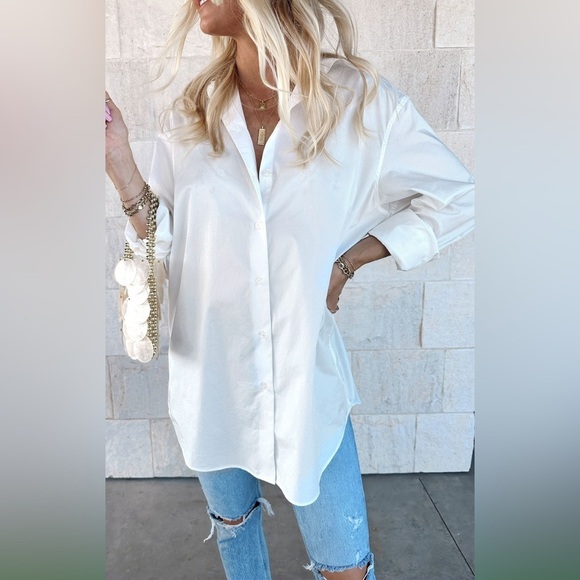 SHOW ME YOUR MUMU Banks Button Down Shirt In White Poplin - Picture 11 of 11